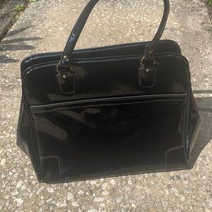 Black Patent Leather Travel Bag
